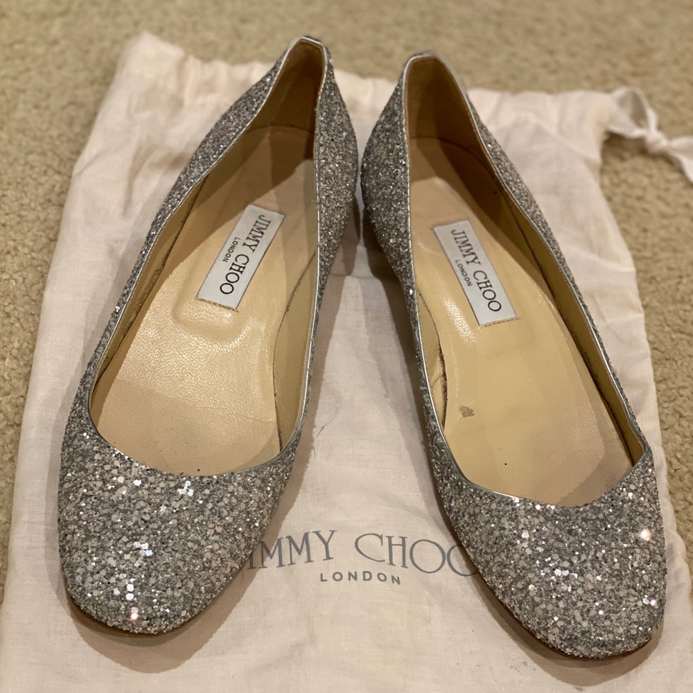 Jimmy Chop Crystal Ballerina Flats Sz 39